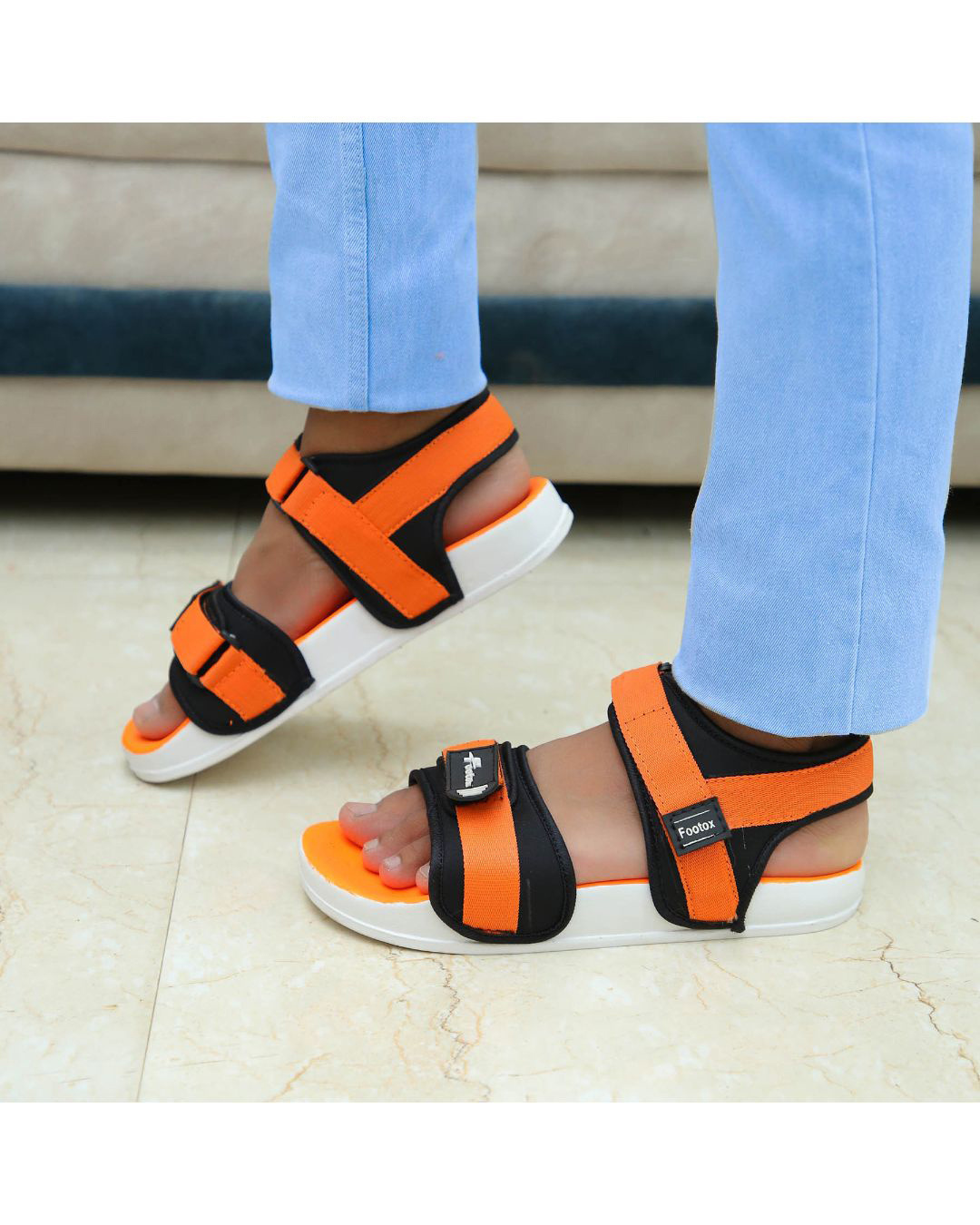 Shop Orange Comfort Sandals For Men-Back