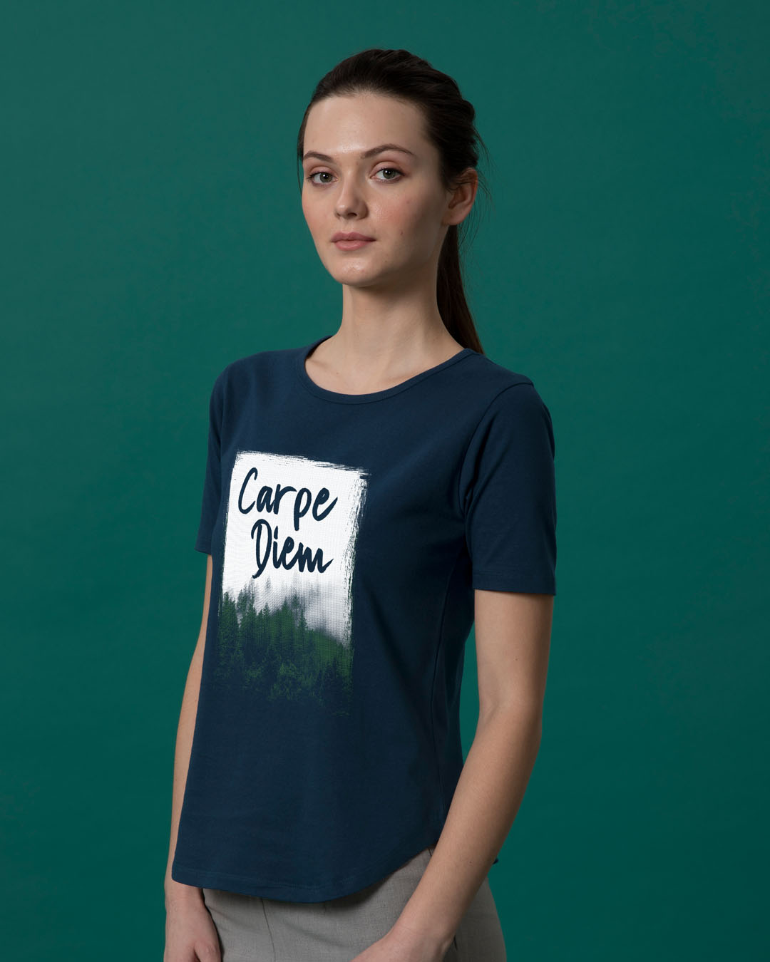Shop Forest Carpe Diem Basic Round Hem T-Shirt-Back