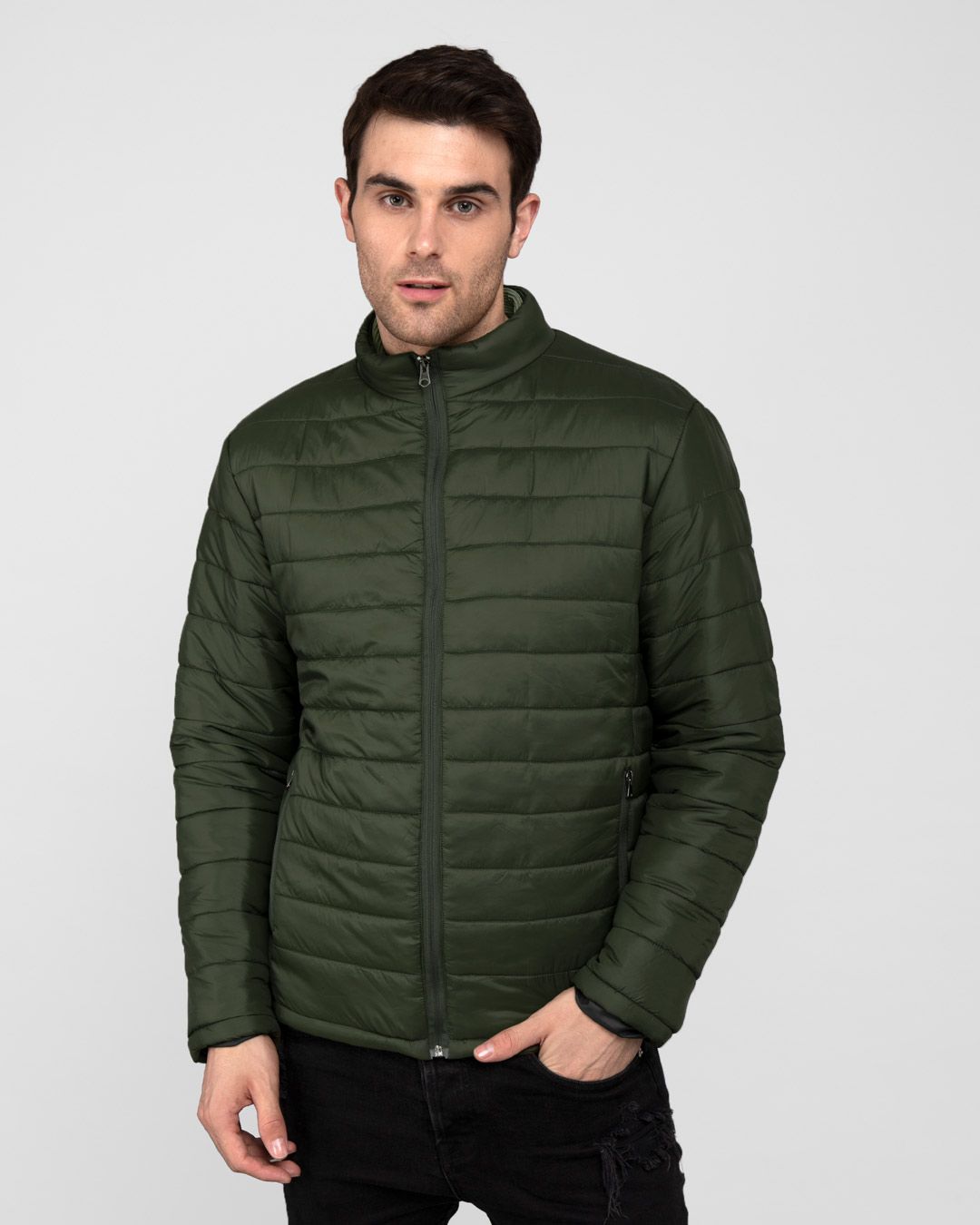 Buy Forest Green Plain Puffer Jacket for Men green Online at Bewakoof
