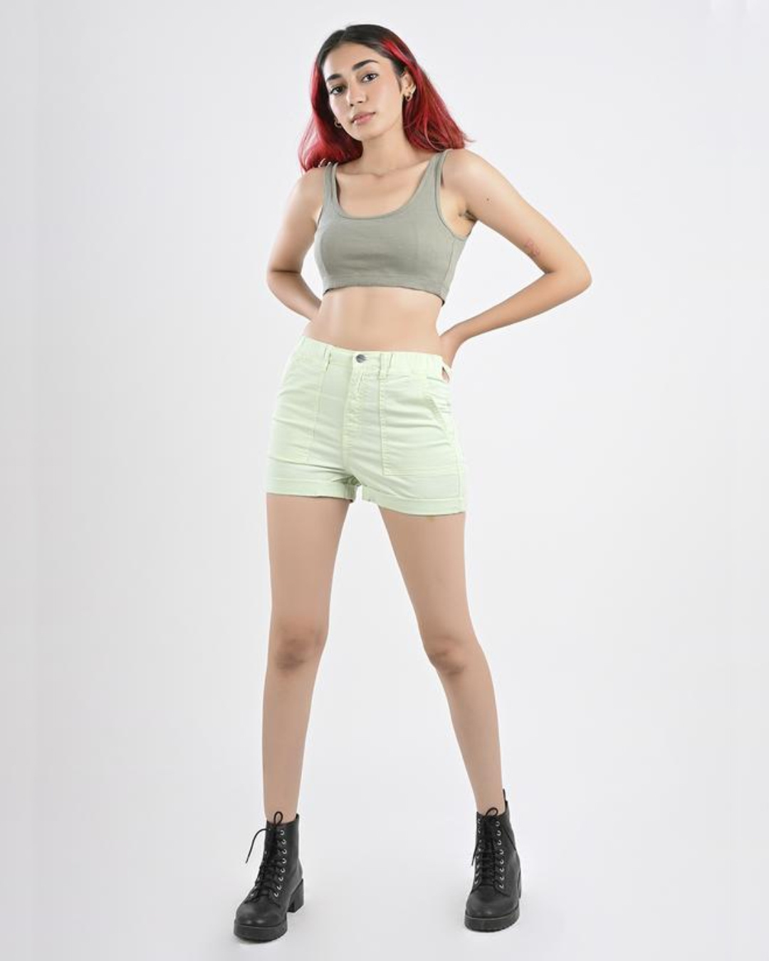 Buy Freakins Women Green Solid Slim Fit Shorts for Women Green Online ...