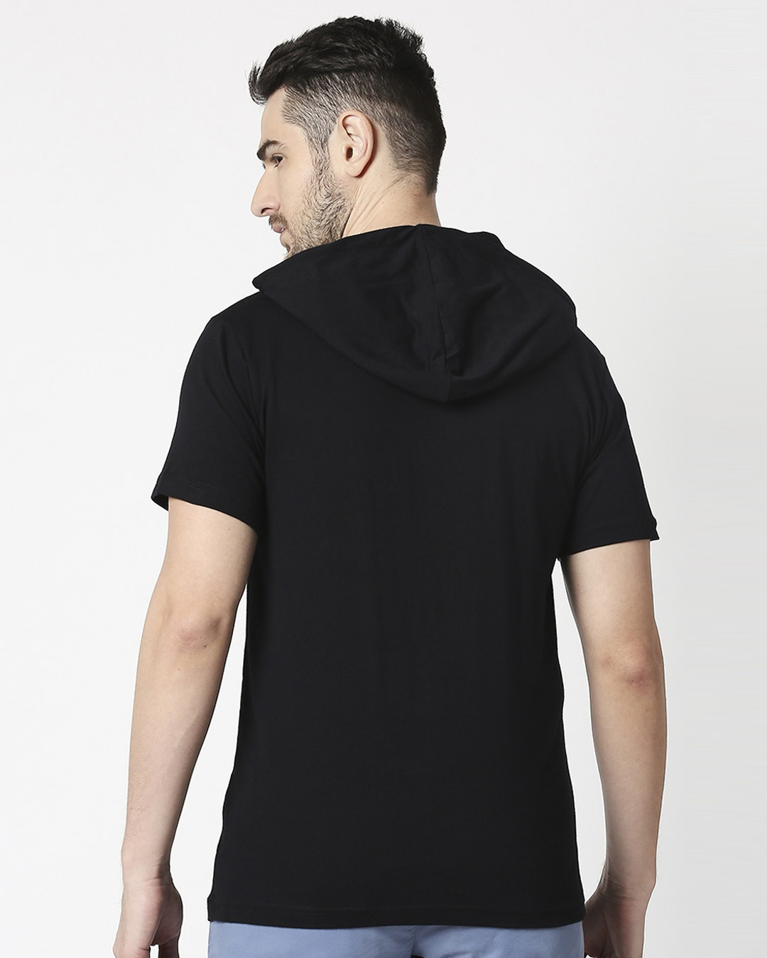 Shop Free Sprit Imposter Half Sleeve Hoodie T-shirt Black-Back