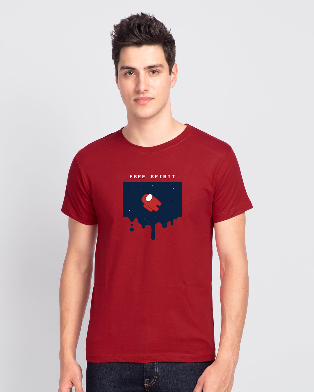 Shop Free Sprit Imposter Half Sleeve T-Shirt Bold Red-Back