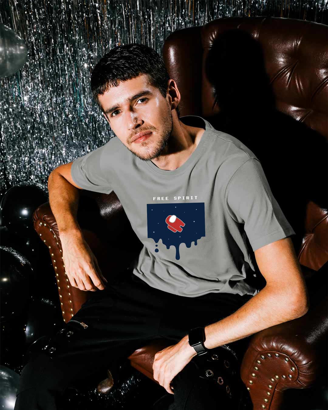 

Free Sprit imposter Half Sleeve T-Shirt Meteor Grey Men' Printed T-Shirts Bewakoof.com