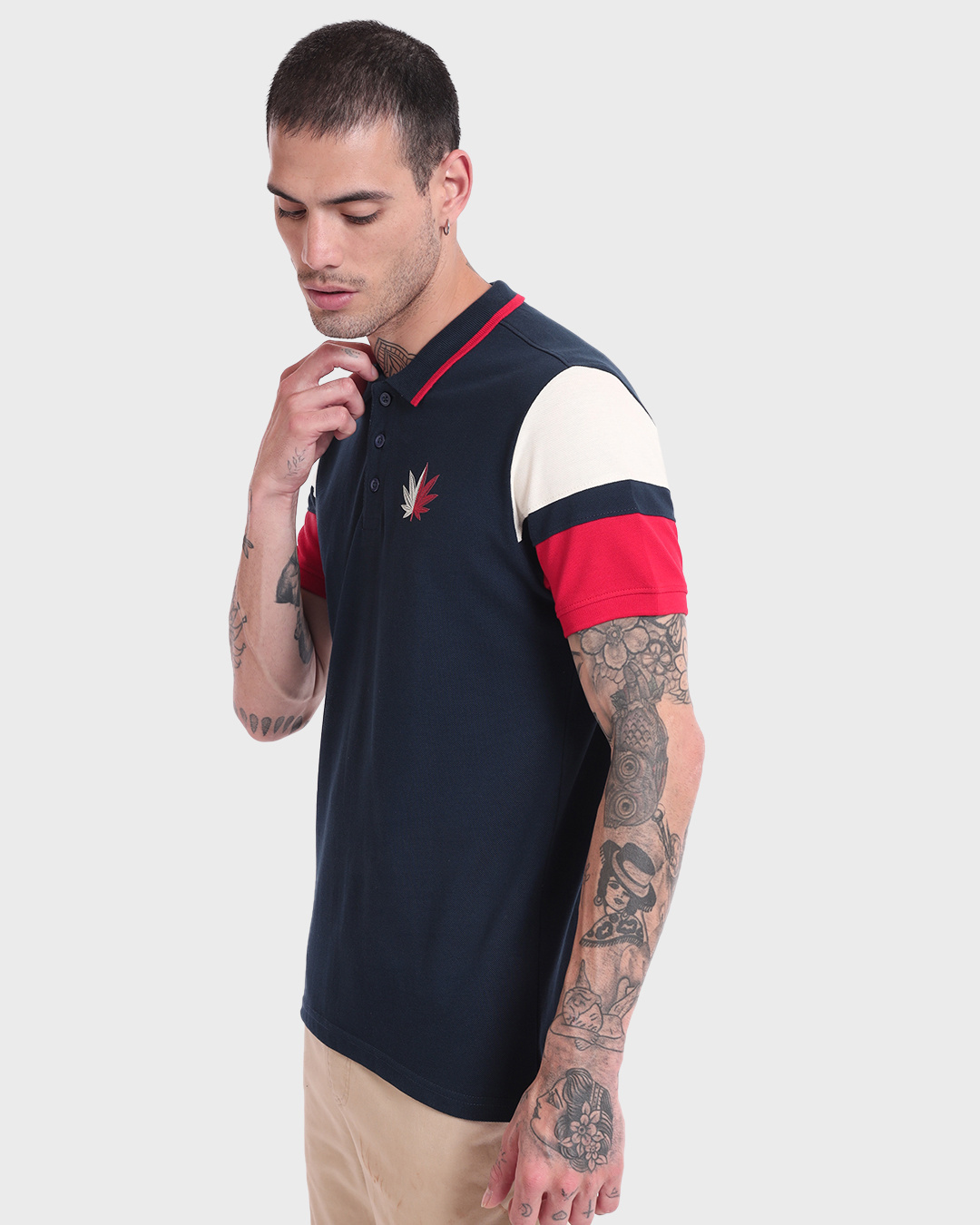Shop Men's Navy Blue Cut & Sew T-shirt-Back