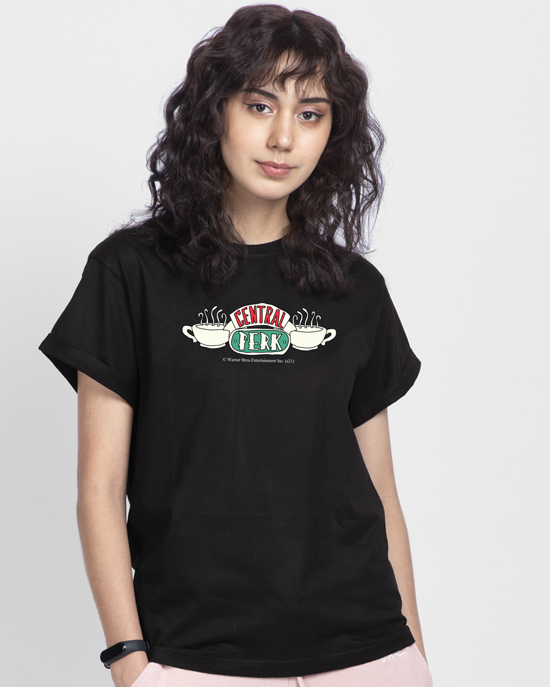 Shop Women's Black Friends Central Park Graphic Printed Boyfriend T-shirt-Back