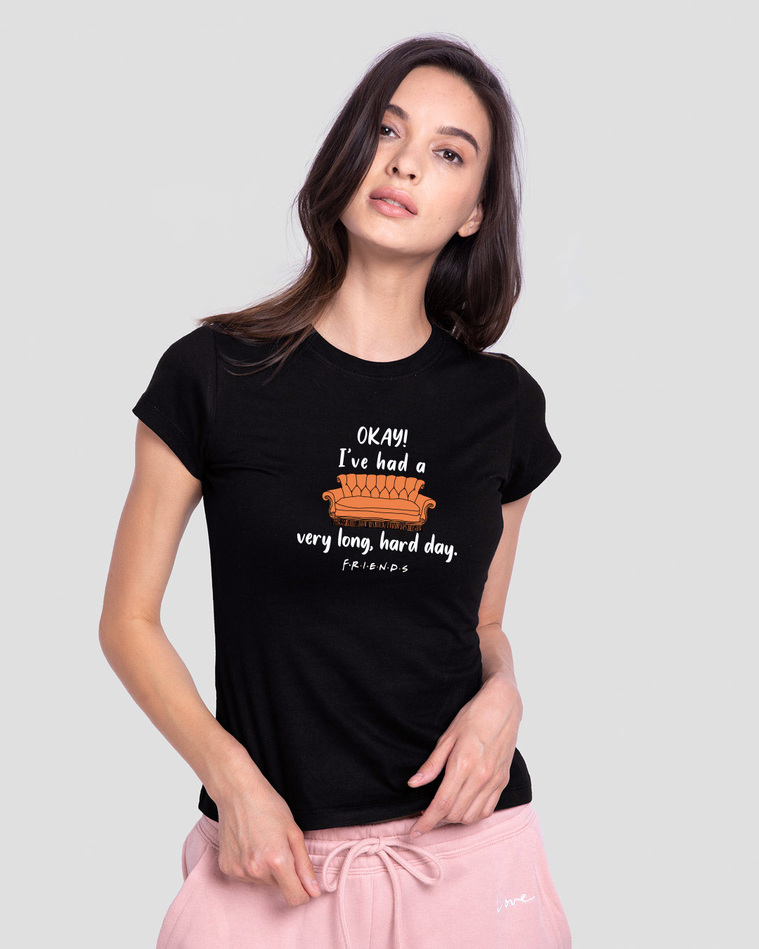 Shop Friends Hard Day Half Sleeve T-Shirt (FRL) Black-Back