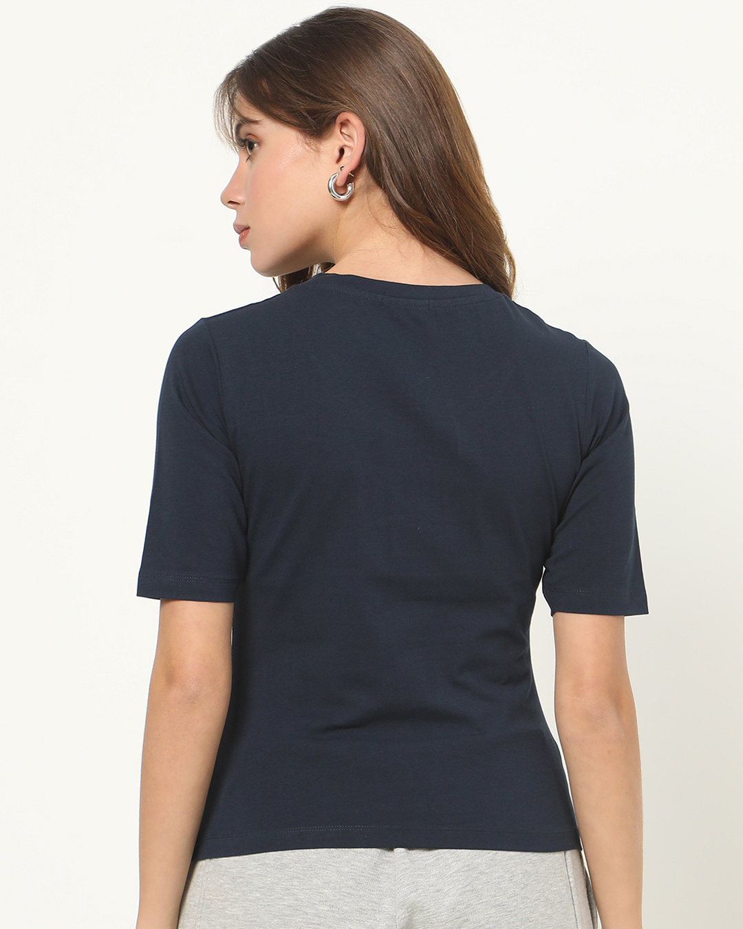 Shop Friends logo (FRL) Women's Elbow Sleeve Round Neck T-shirt-Back