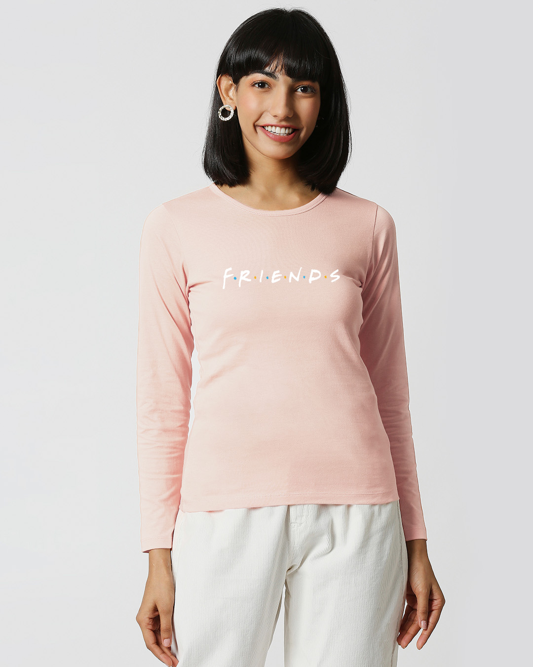 Shop Women's Pink Friends Logo (FRL) Typography T-shirt-Back