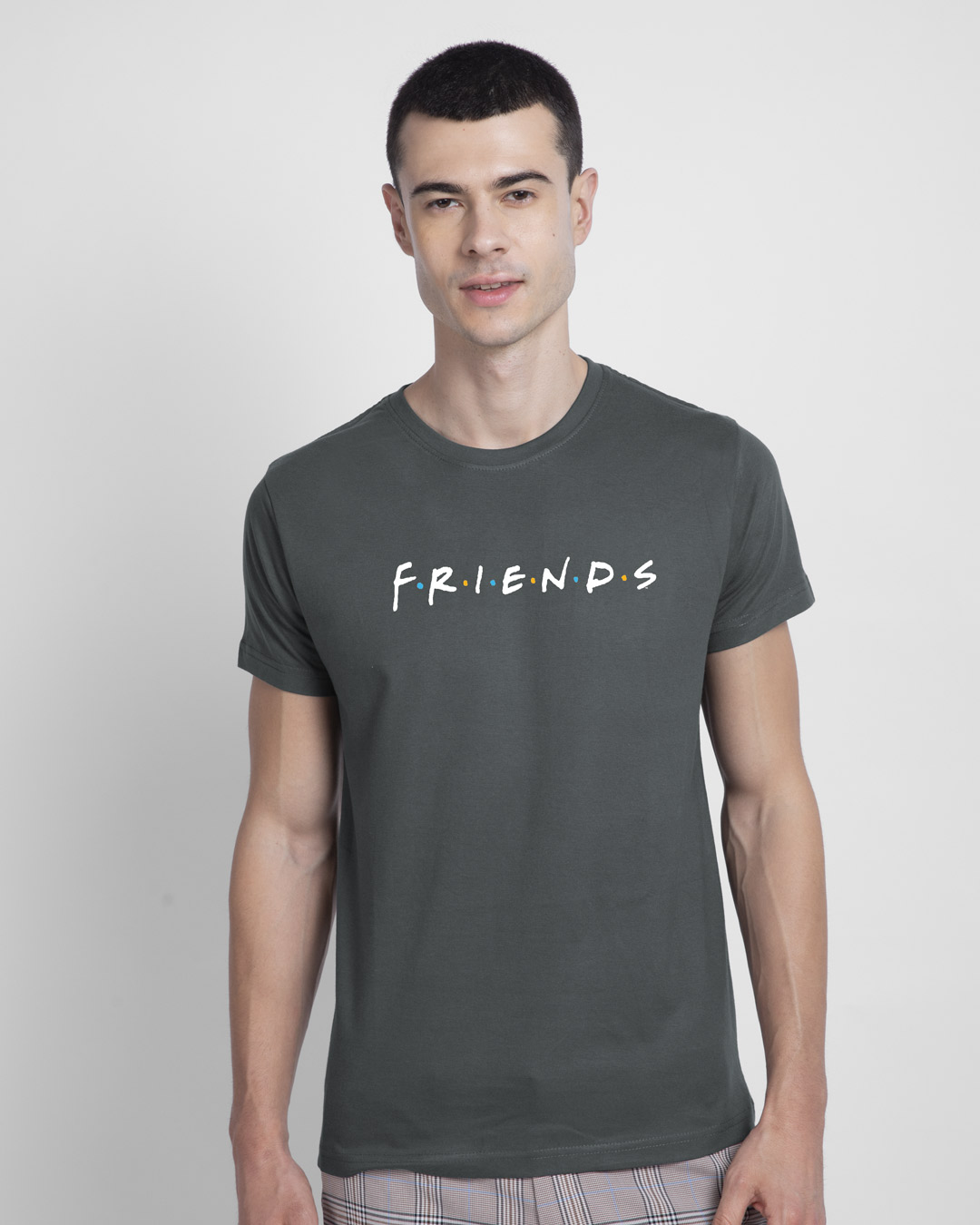 

Friends Logo Half Sleeve T-Shirt (FRL) Men' Printed T-Shirts Bewakoof.com, Grey