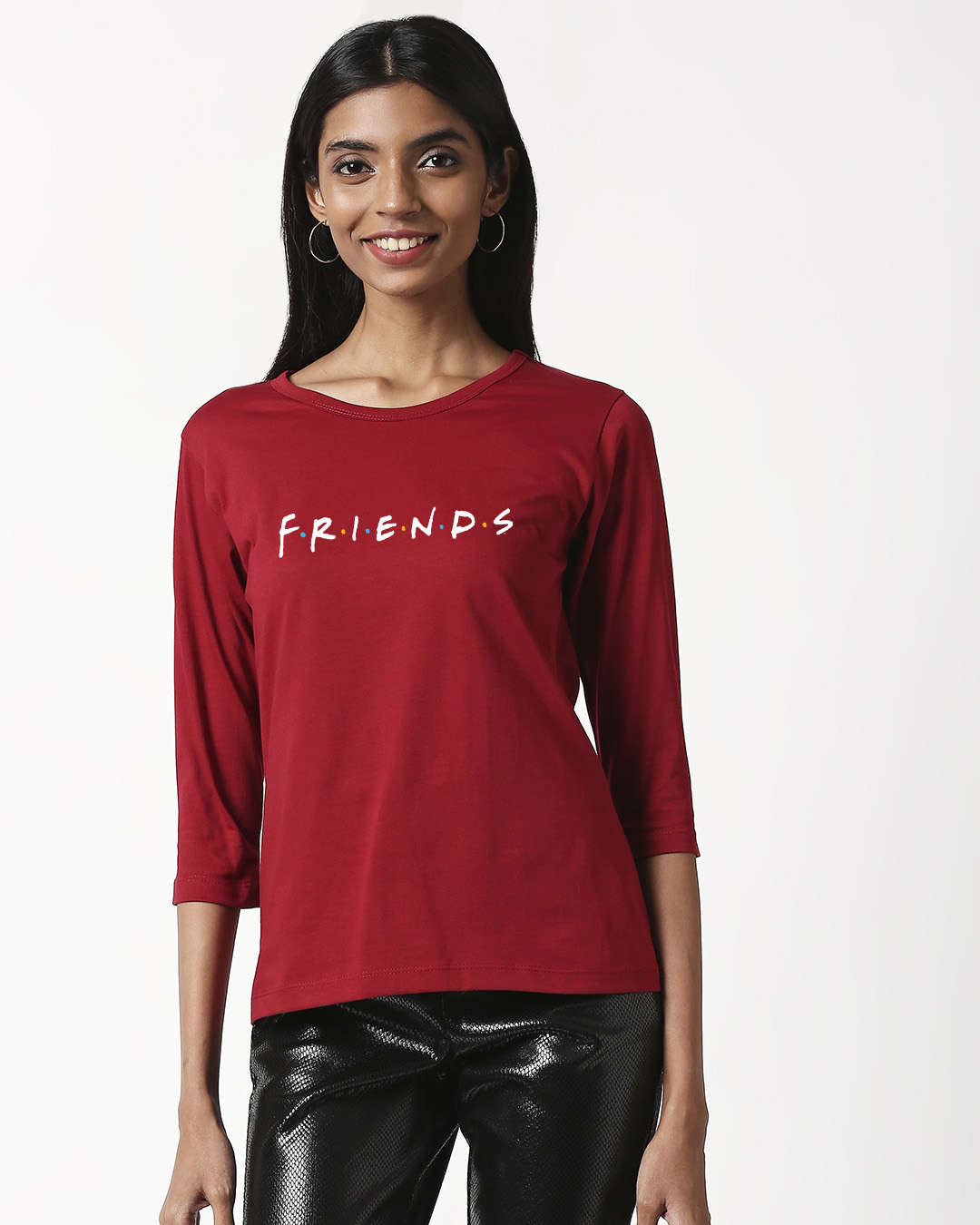 Shop Friends Logo Round Neck 3/4th Sleeve T-Shirt (FRL)-Back