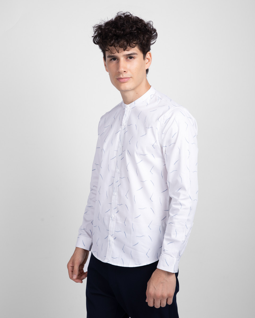 Shop Frost White Mandarin Collar Printed Shirt-Back