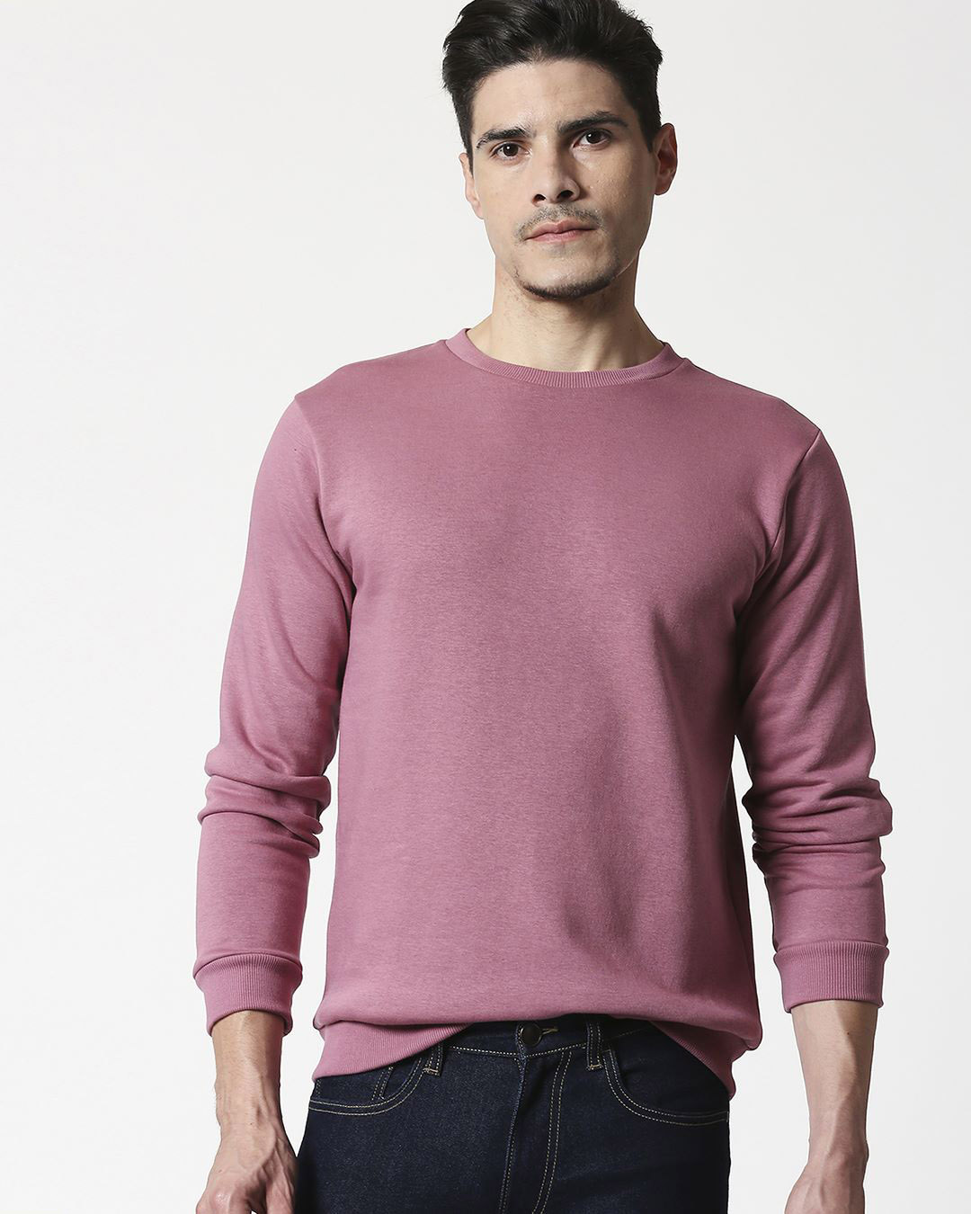 

Frosty Pink Fleece Sweater Men' Plain Fleece Sweater Bewakoof.com