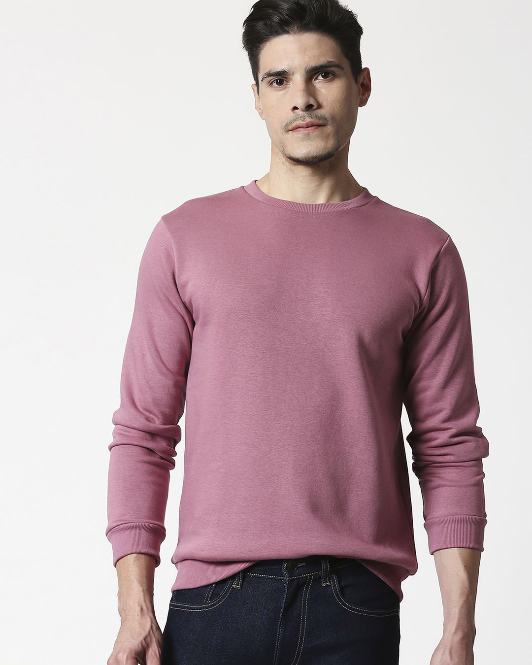 Buy Frosty Pink Fleece Sweatshirt for Men Online at Bewakoof