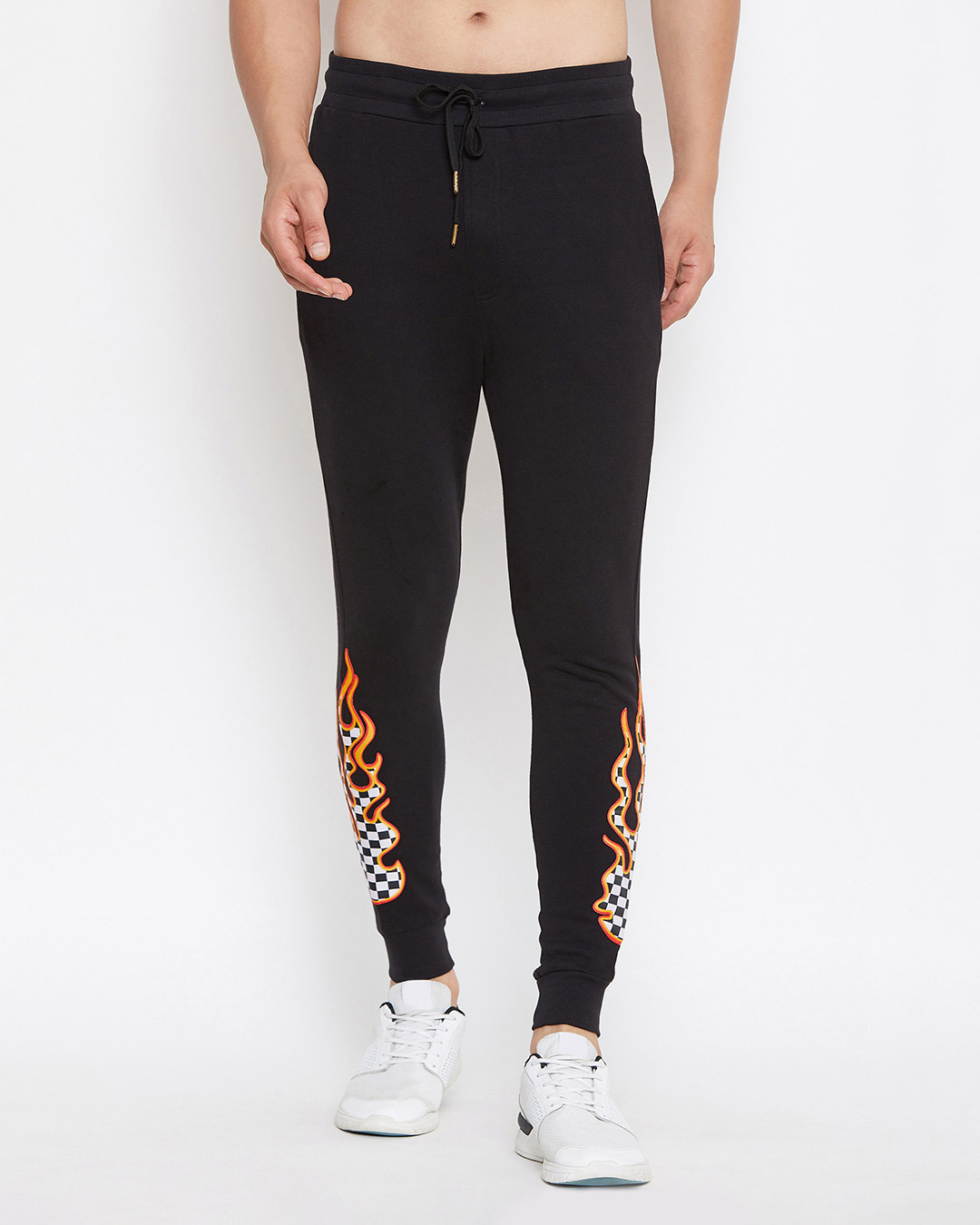 joggers with flames