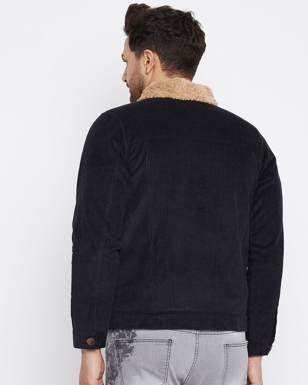 Shop Men's Black Slim Fit  Jacket-Back