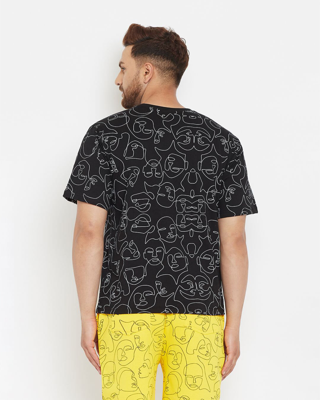 Shop Men's Black Printed Oversized T-shirt-Back