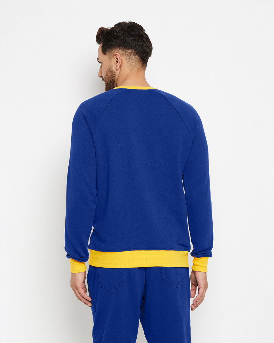 Shop Men's Blue Oversized Melted Smiley Print Sweatshirt-Back