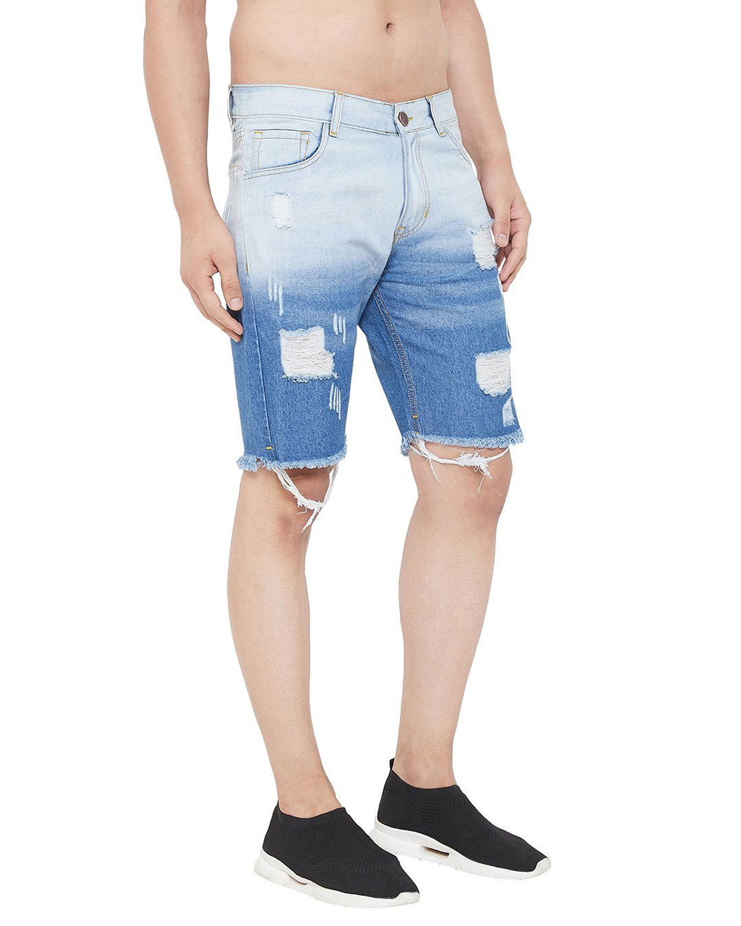 Shop Denim Ombre Dyed Shorts-Back
