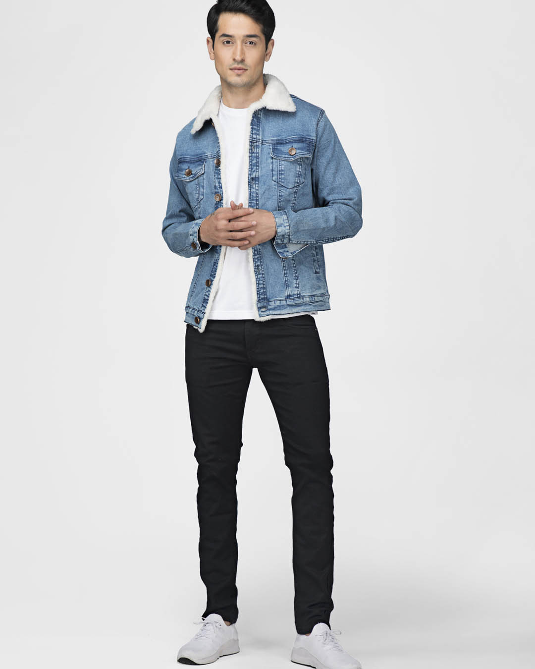 Buy Fugazee Faux Fur Denim Jacket for Men blue Online at Bewakoof