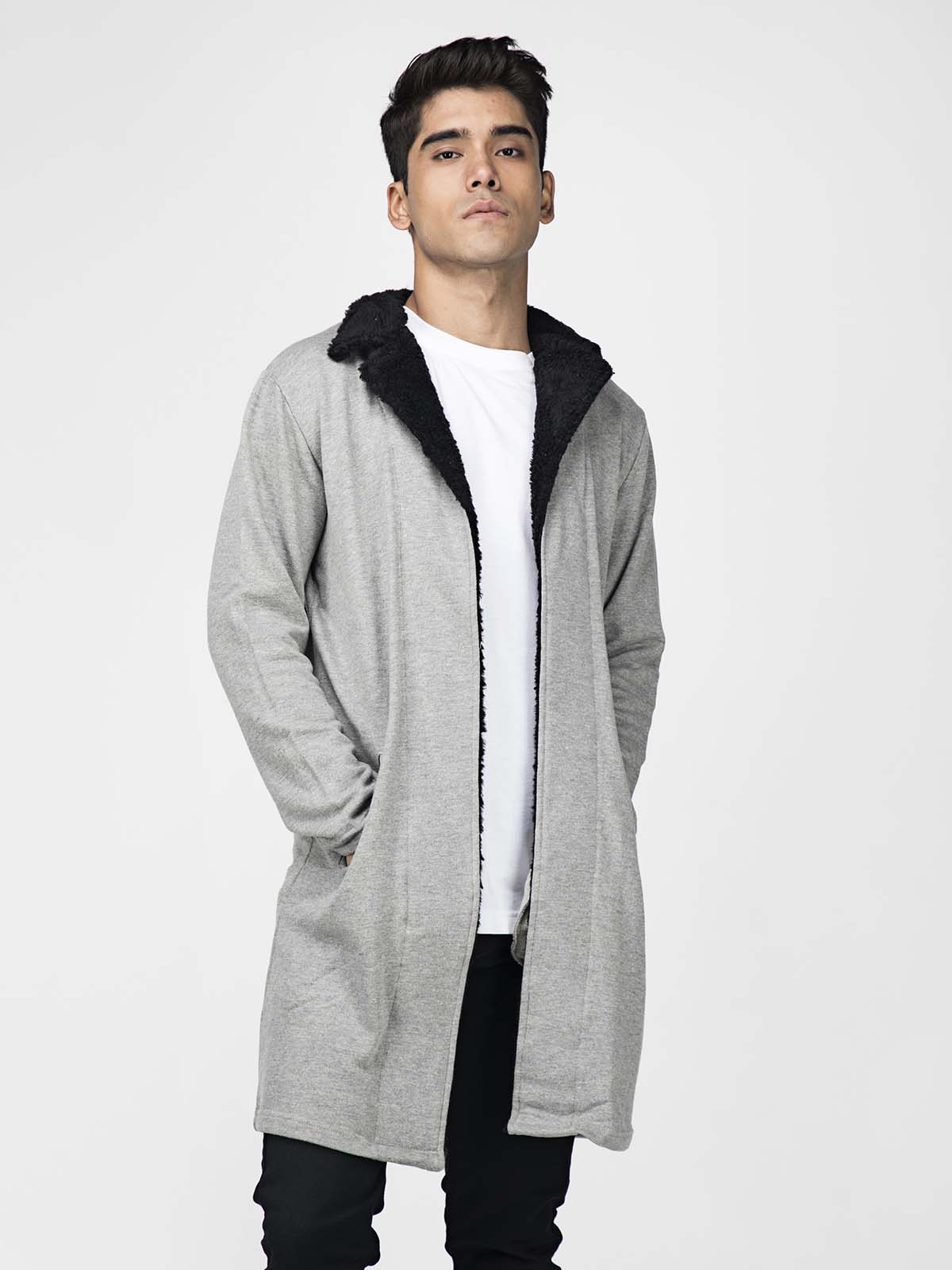 Buy Fugazee Grey Faux Collar Coat Style Shrug Online at Bewakoof