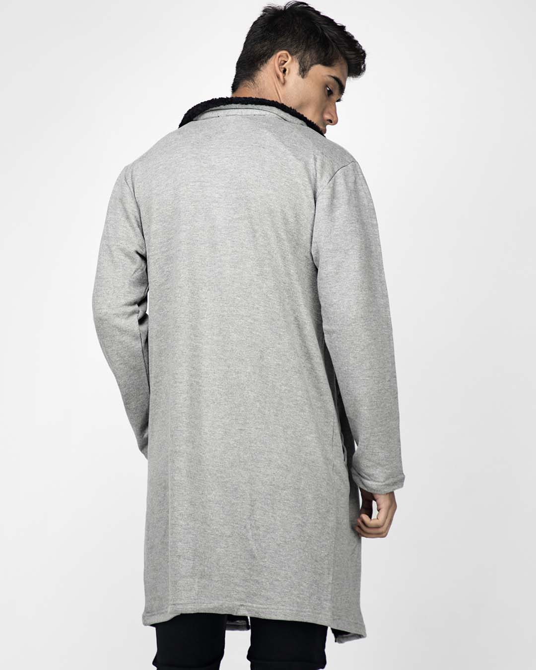 Shop Grey Faux Collar Coat Style Shrug-Back
