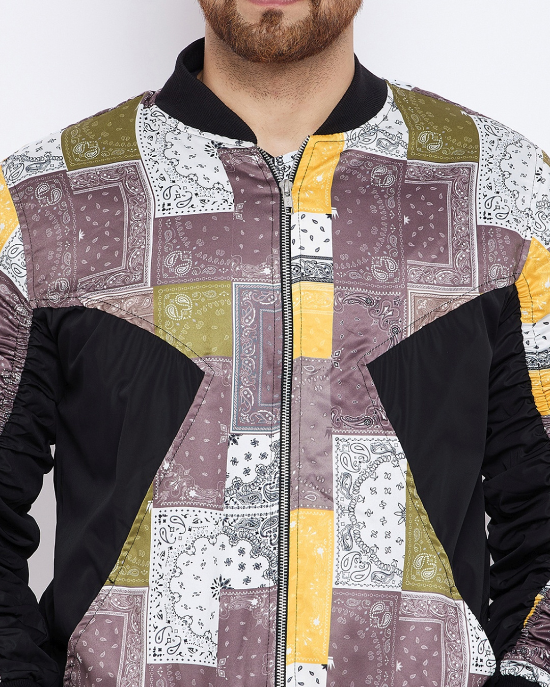 Shop Men's Techicolour Paisley Bomber Slim Fit Jacket-Back
