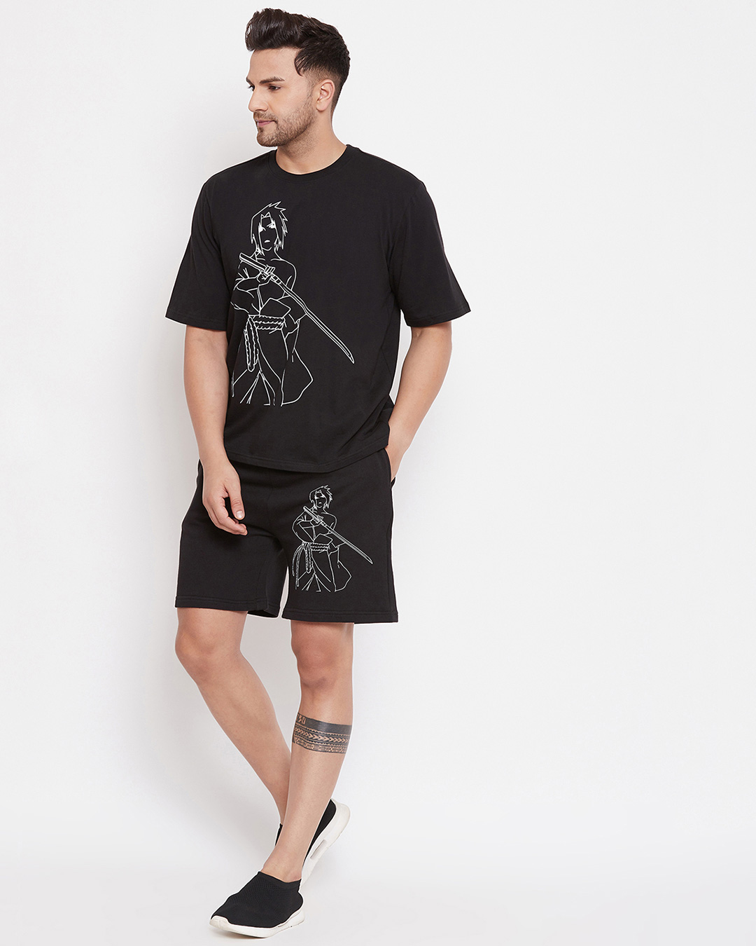 Shop Naruto Oversized Graphic Tshirt And Shorts Combo Set-Back