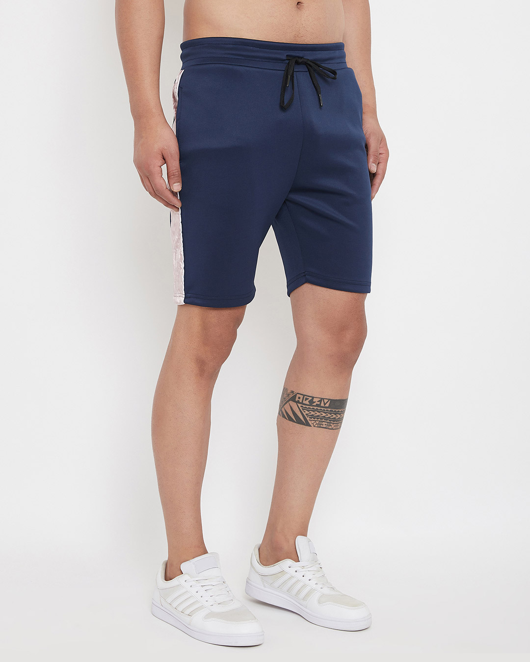 Shop Navy Scuba Velour Shorts-Back