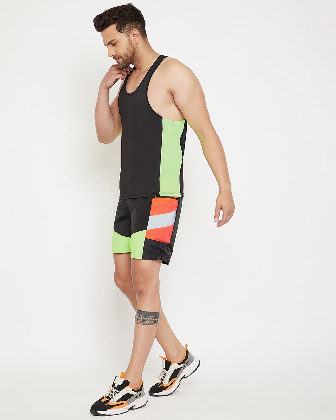 Shop Neon Active Cut And Sew Vest And Shorts Clothing Set-Back