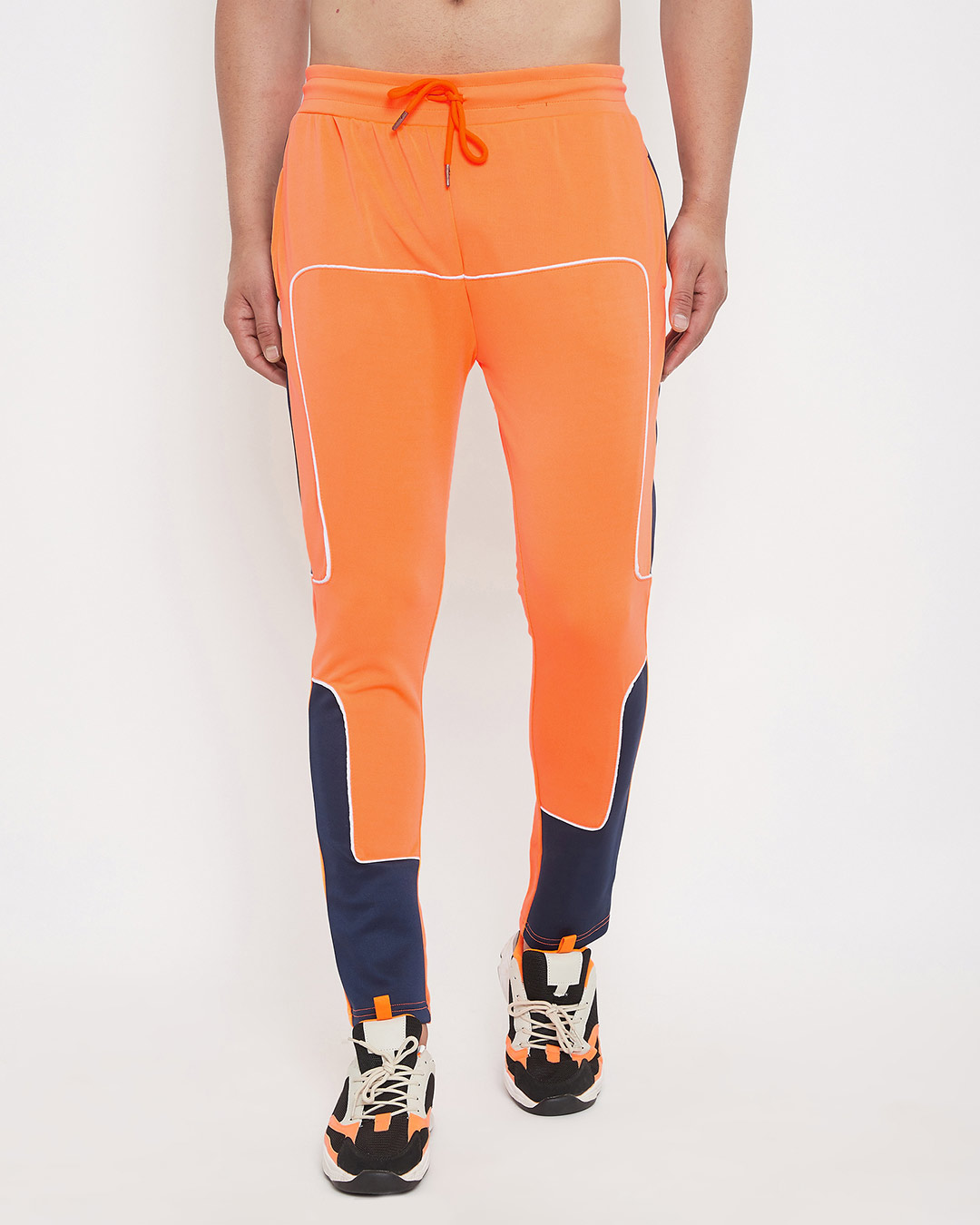 Buy Fugazee Neon Orange Scuba Piping Track Pants Online at Bewakoof