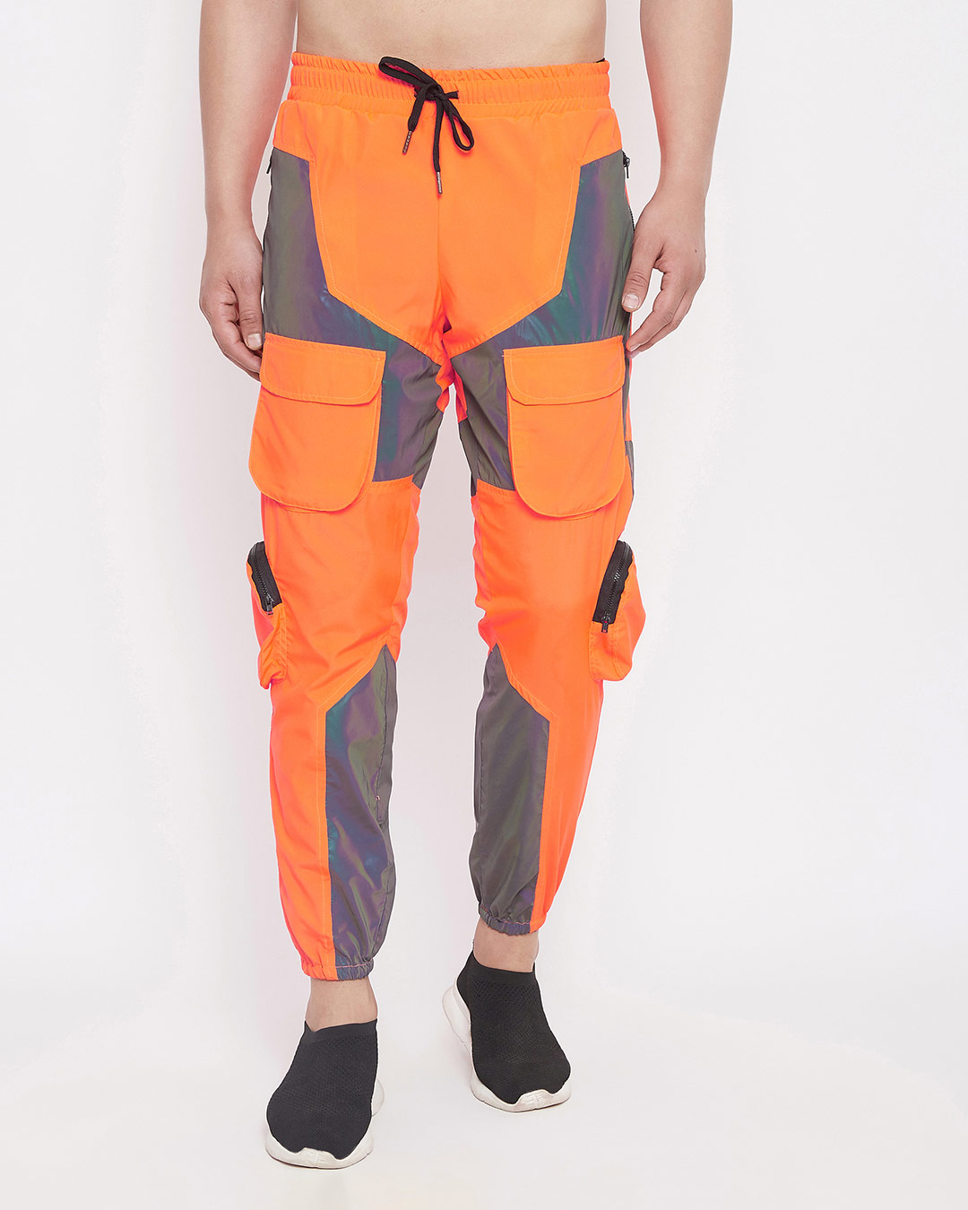 Khaki Colour Blocked Parachute Trackpants | Buy Men Trackpants | Fugazee –  FUGAZEE