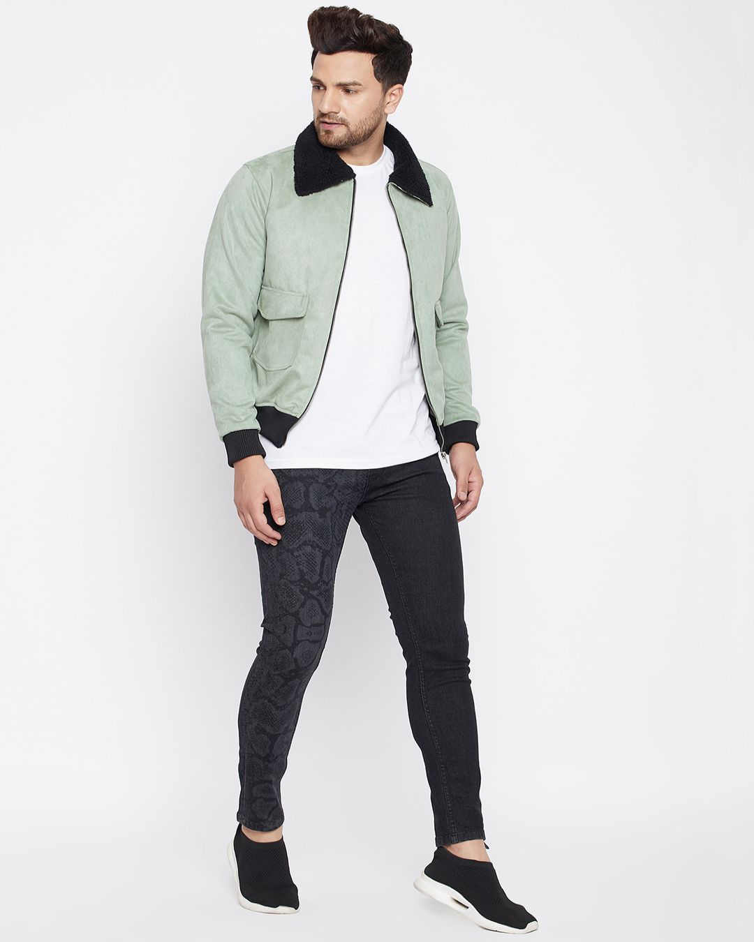 Shop Men's Green Slim Fit  Jacket-Back