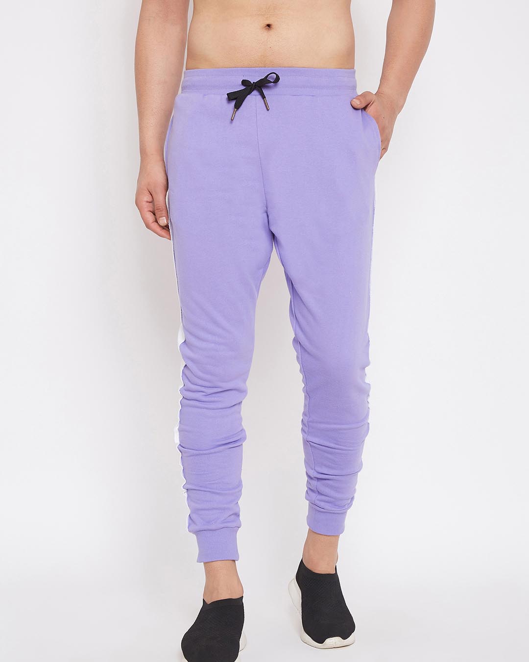Buy Fugazee Plum Overzised Taped Trackpants for Men purple Online at ...