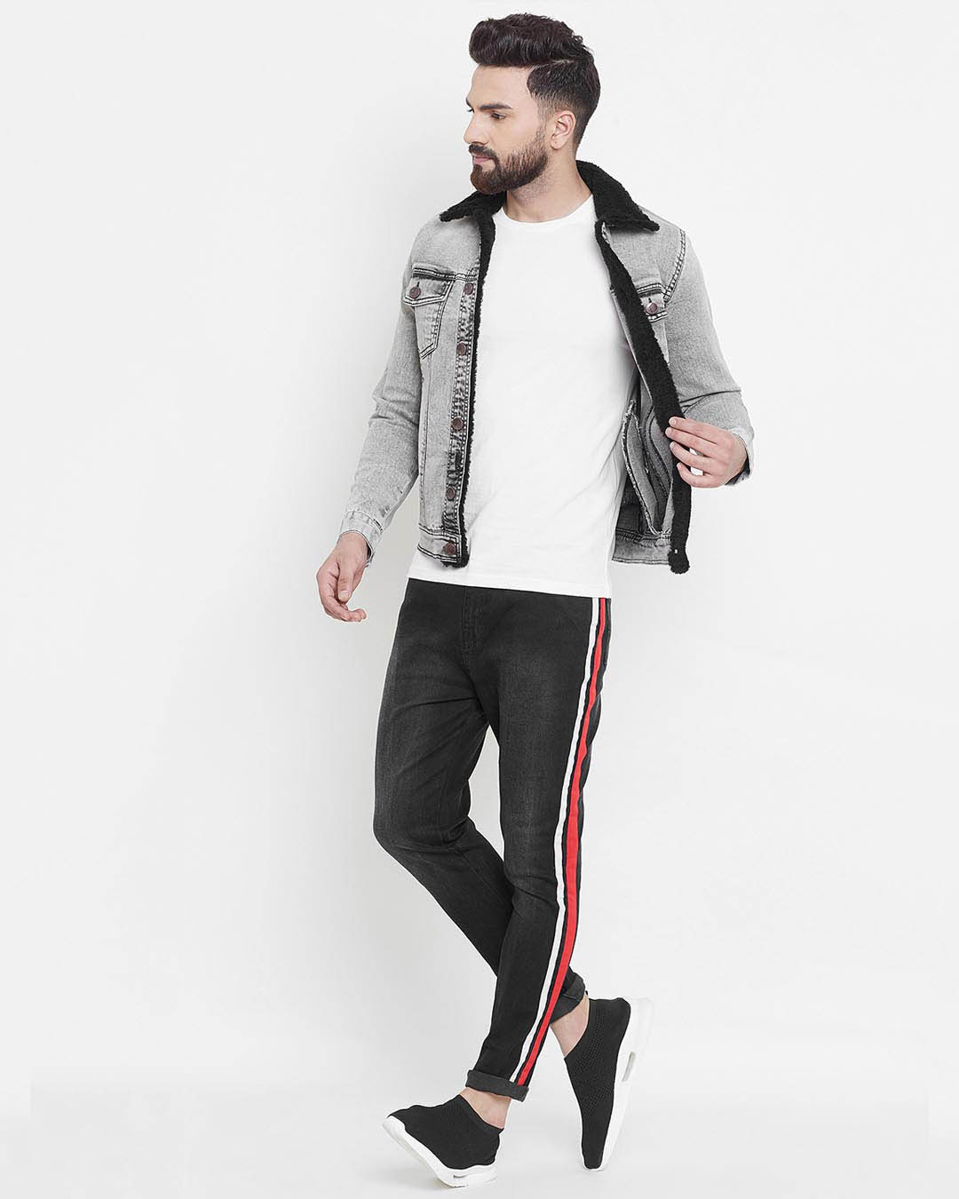 fugazee faux fur denim jacket
