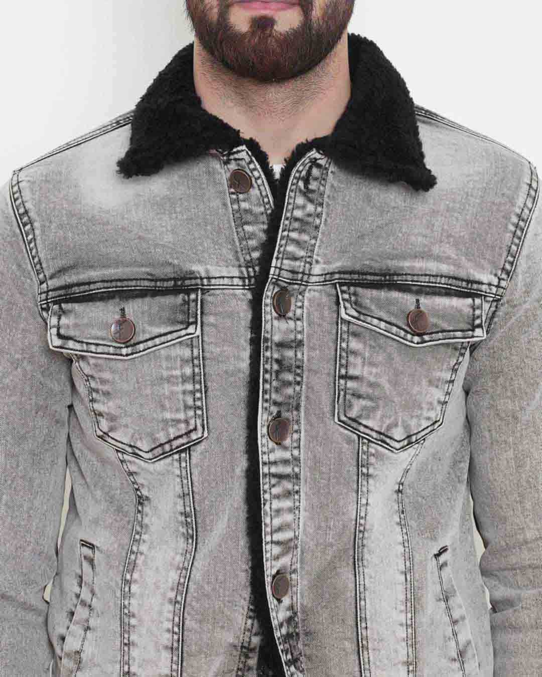 fugazee faux fur denim jacket