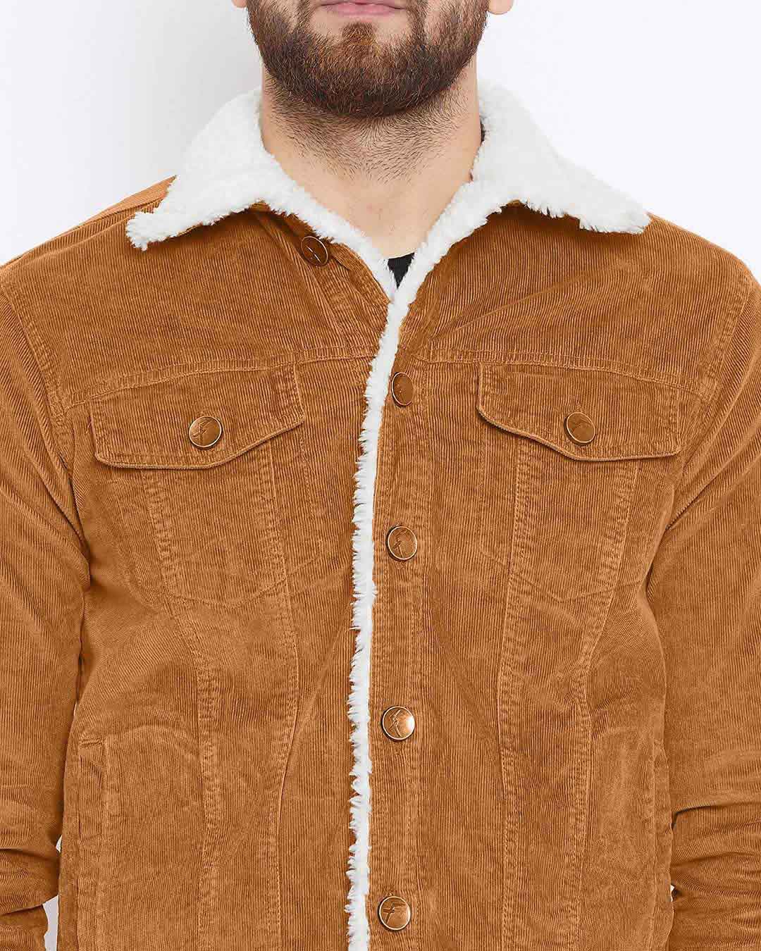 Corduroy faux sale fur jacket