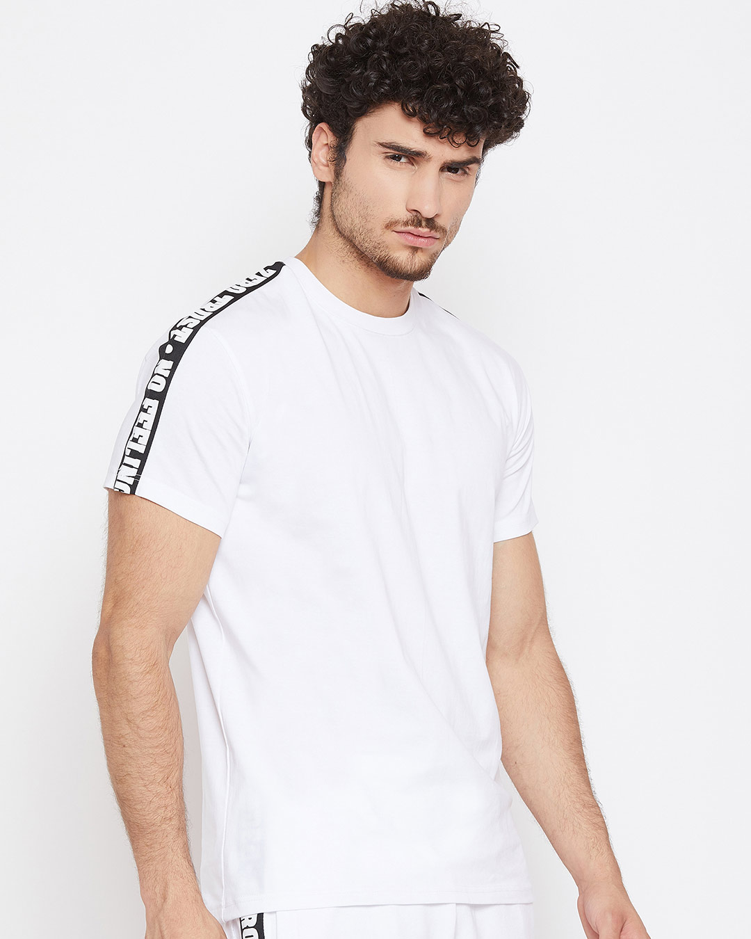 Shop White Contrast Taped Tee-Back