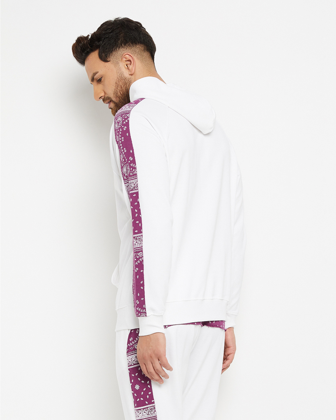 Shop Men's White Oversized Paisely Taped Sweatshirt-Back