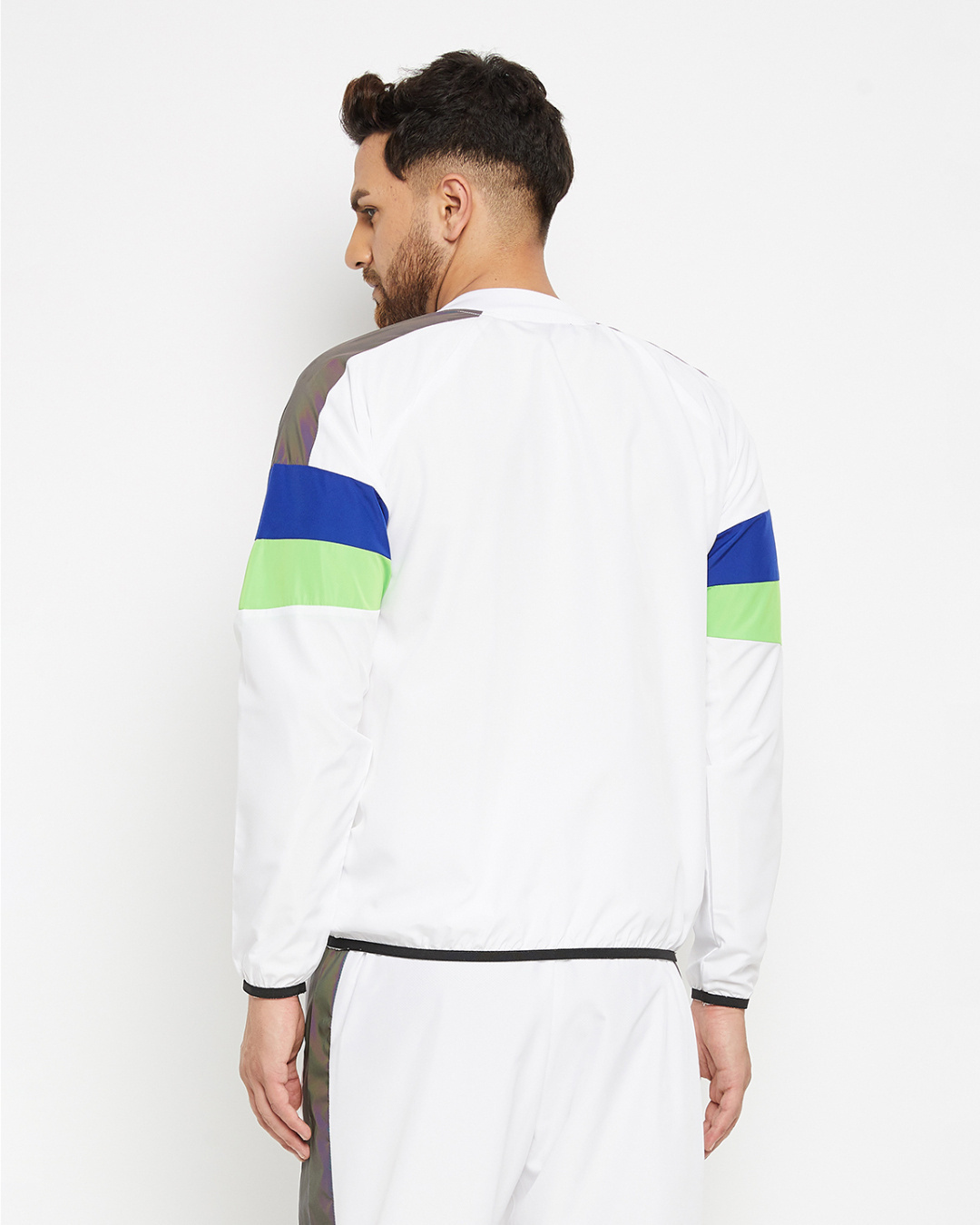 Shop Men's White Reflective Turtle Neck Sweatshirt-Back
