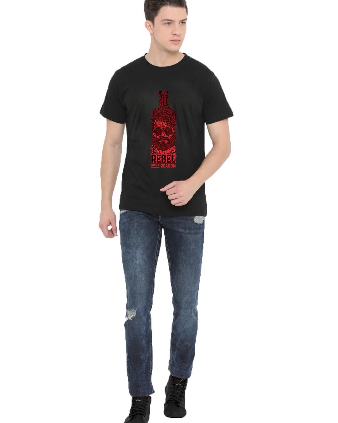 Buy Men s Black Arjun Reddy The Rebel Printed T shirt Online at Bewakoof