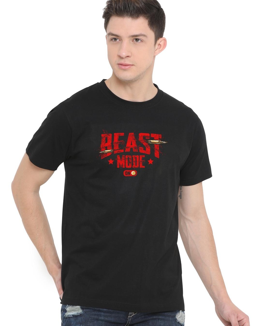 Buy Men's Black Beast Mode On Typographic T-shirt for Men Black Online ...