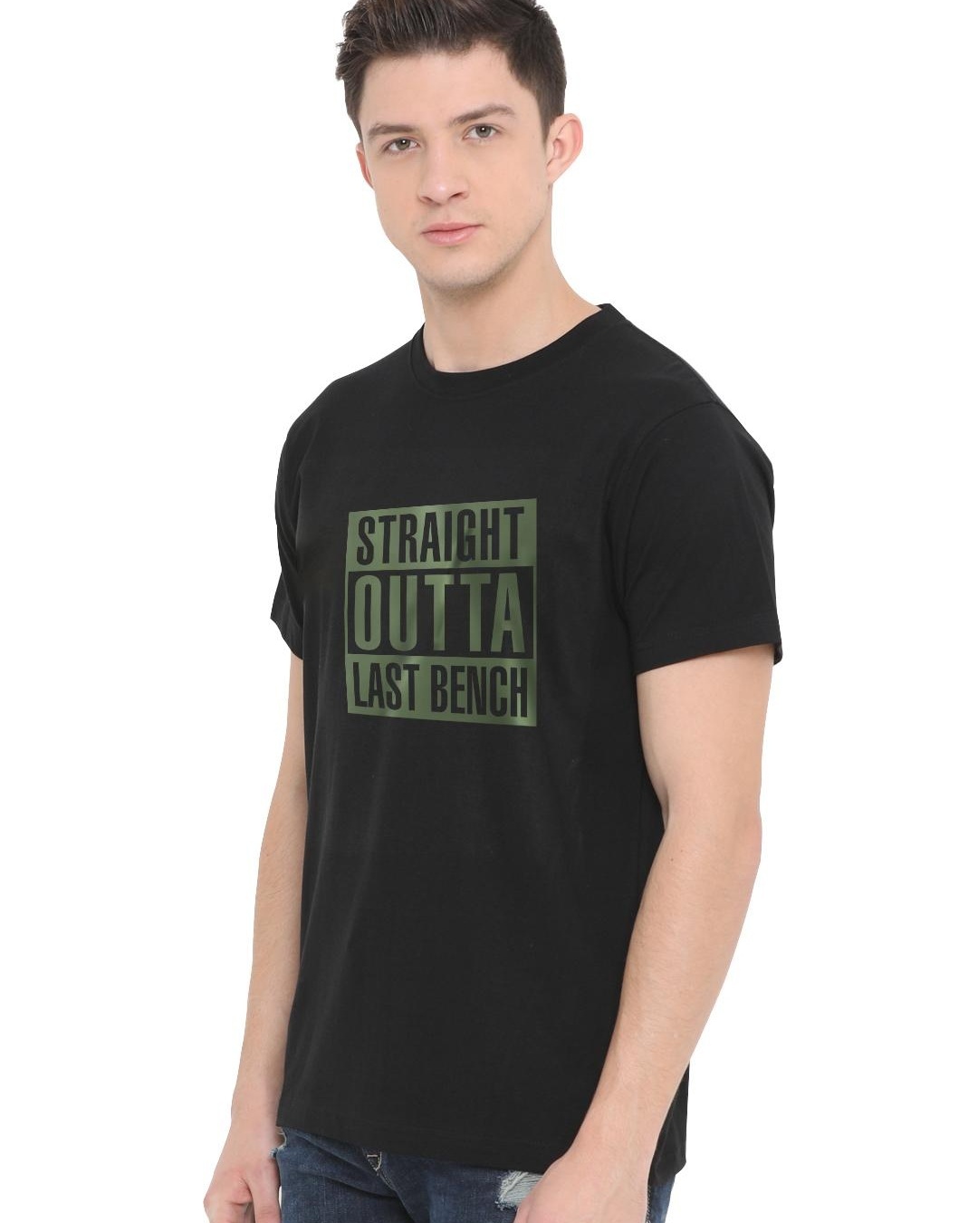 Shop Men's Black Straight Outta Last Typographic T Shirt-Back