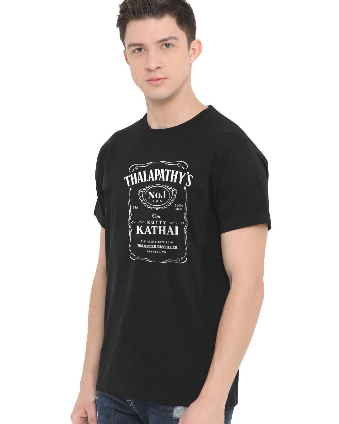 Shop Men's Black Thalapathy's No. 1 Fan Graphic Printed T Shirt-Back