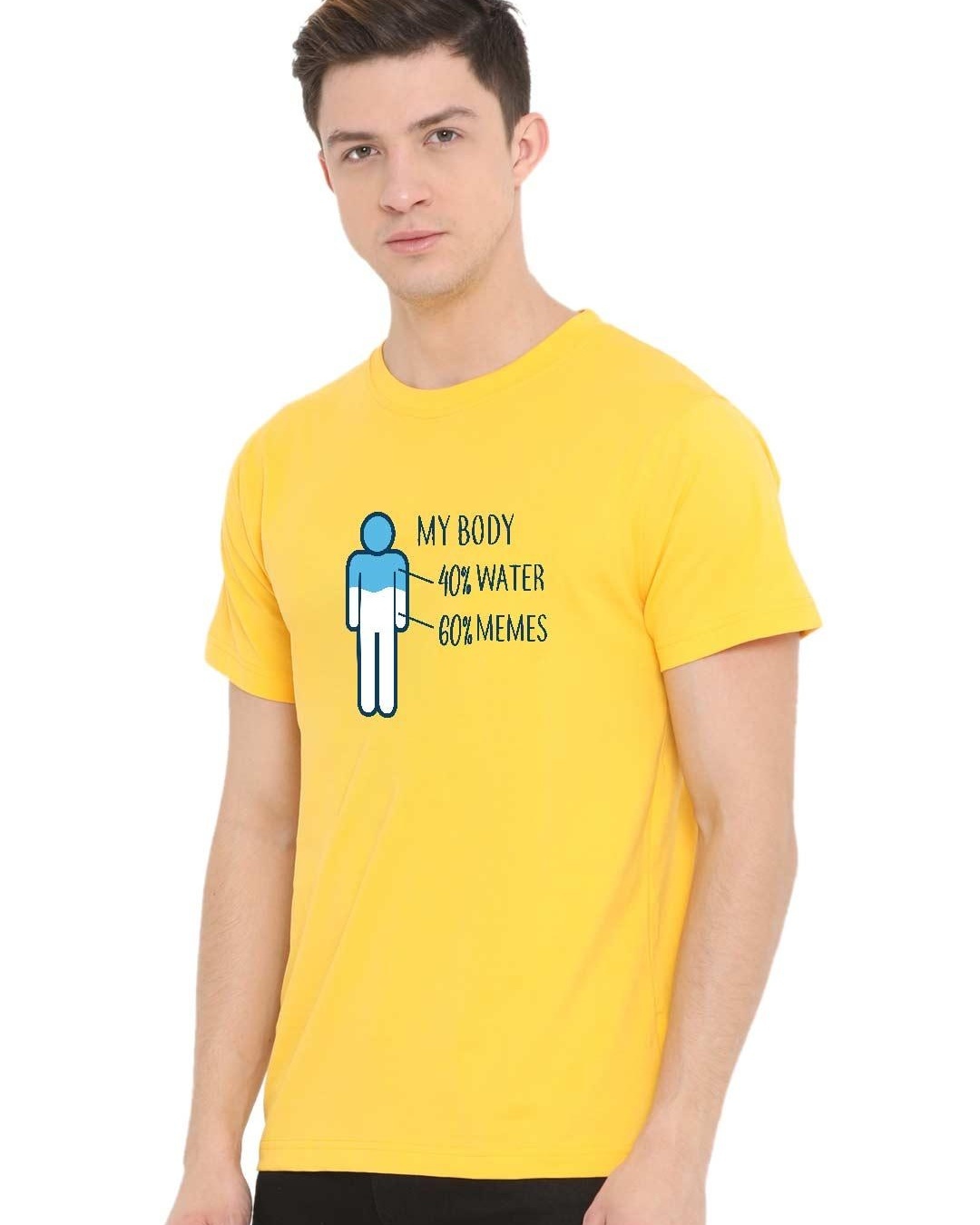 Shop Men's Yellow 40-60 Memes Graphic Printed T-shirt-Back