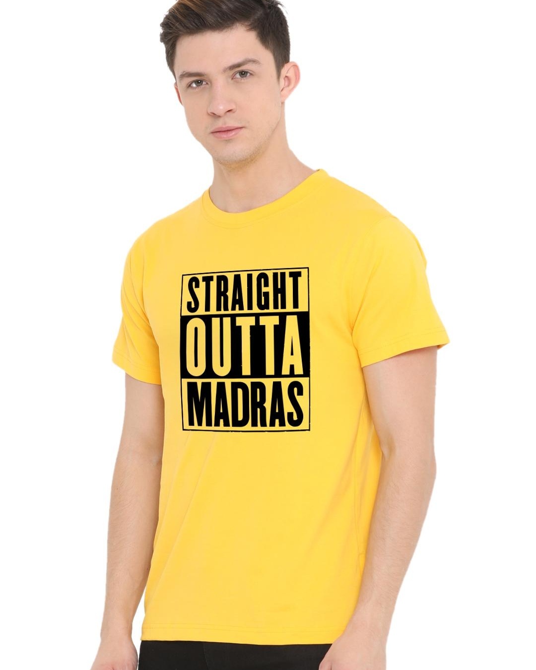 Shop Men's Yellow Straight Outta Madras Typographic T Shirt-Back