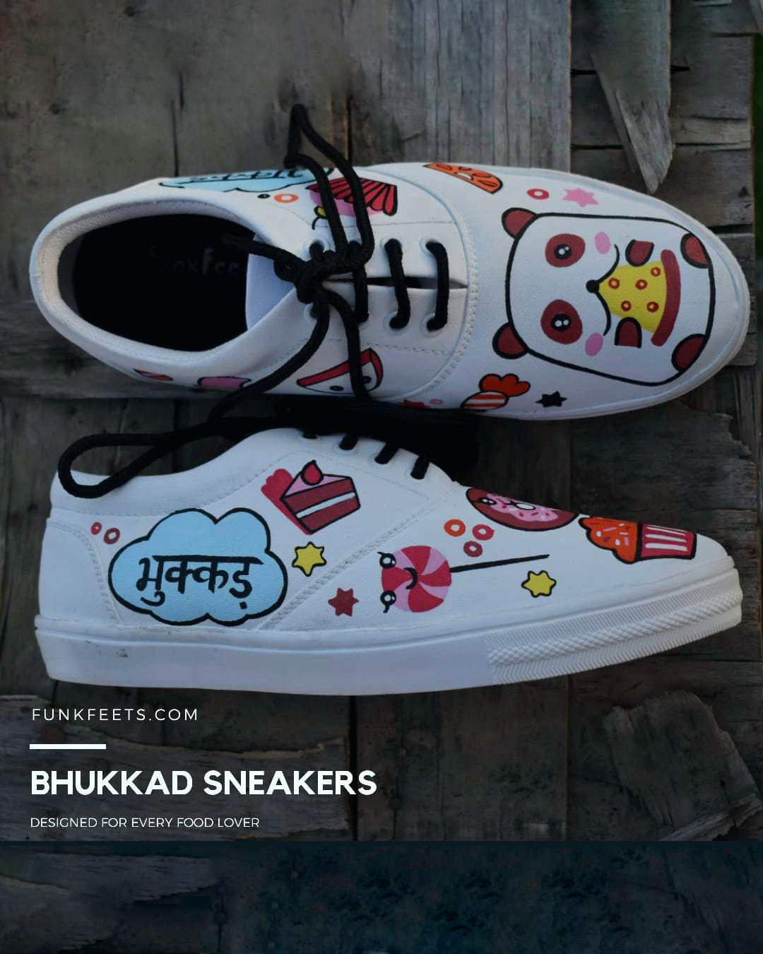 Shop Unisex White Bhukkad Print Sneakers-Back