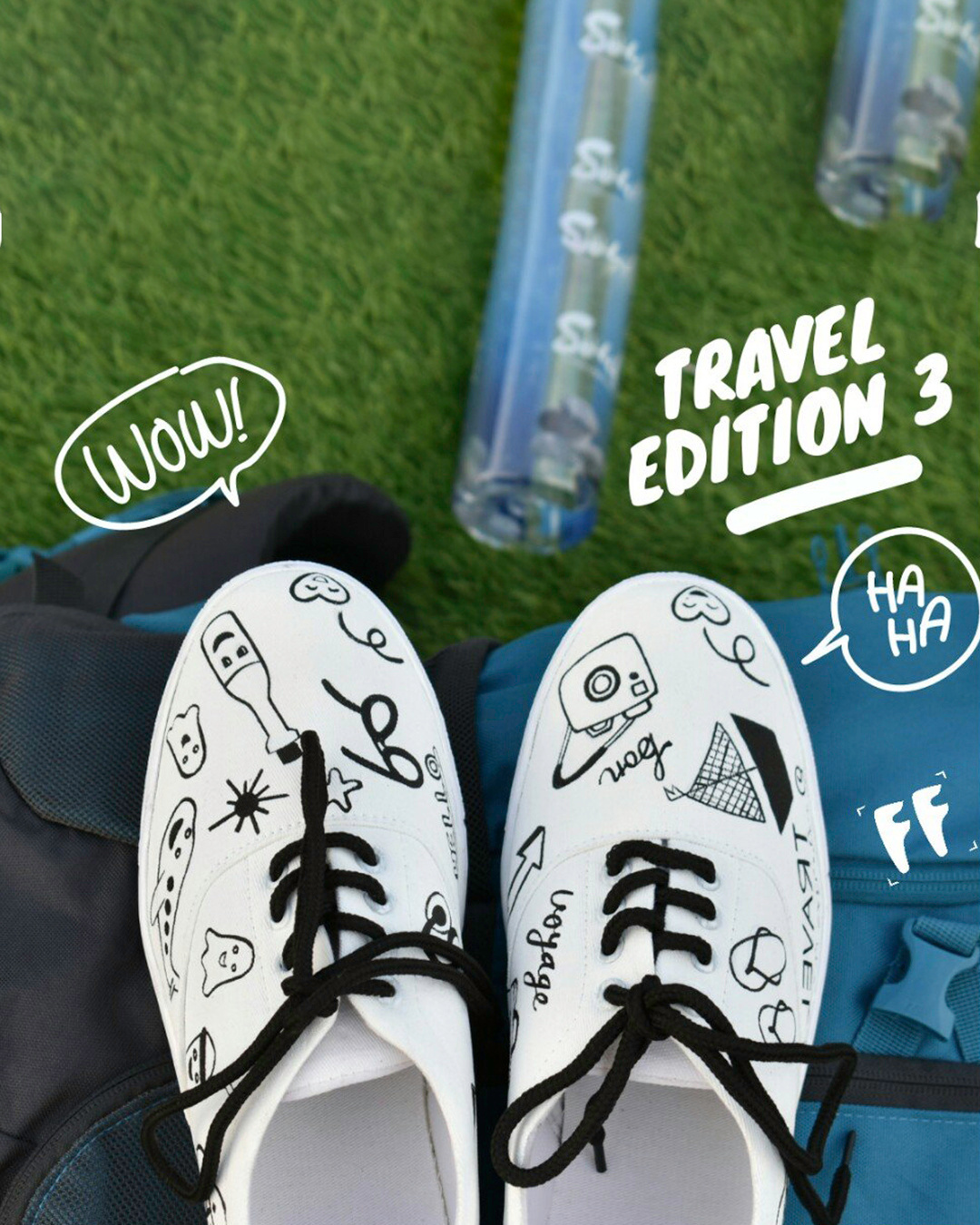 Shop Unisex White Travel Edition Print Sneakers-Back