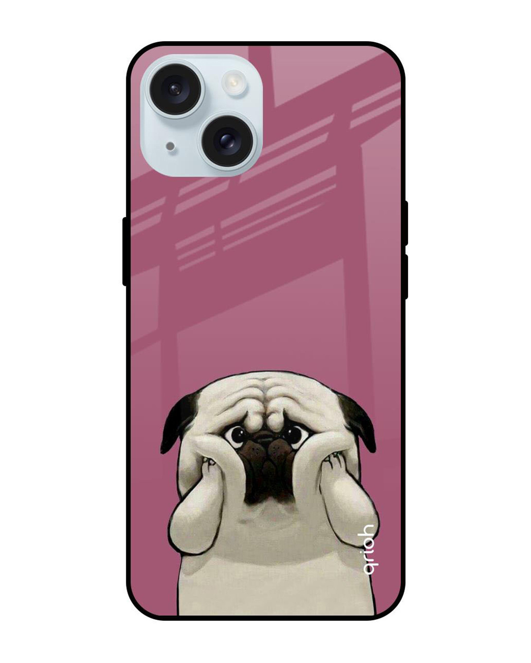 Buy Funny Pug Face Premium Glass Case for Apple iPhone 15 (Shock Proof