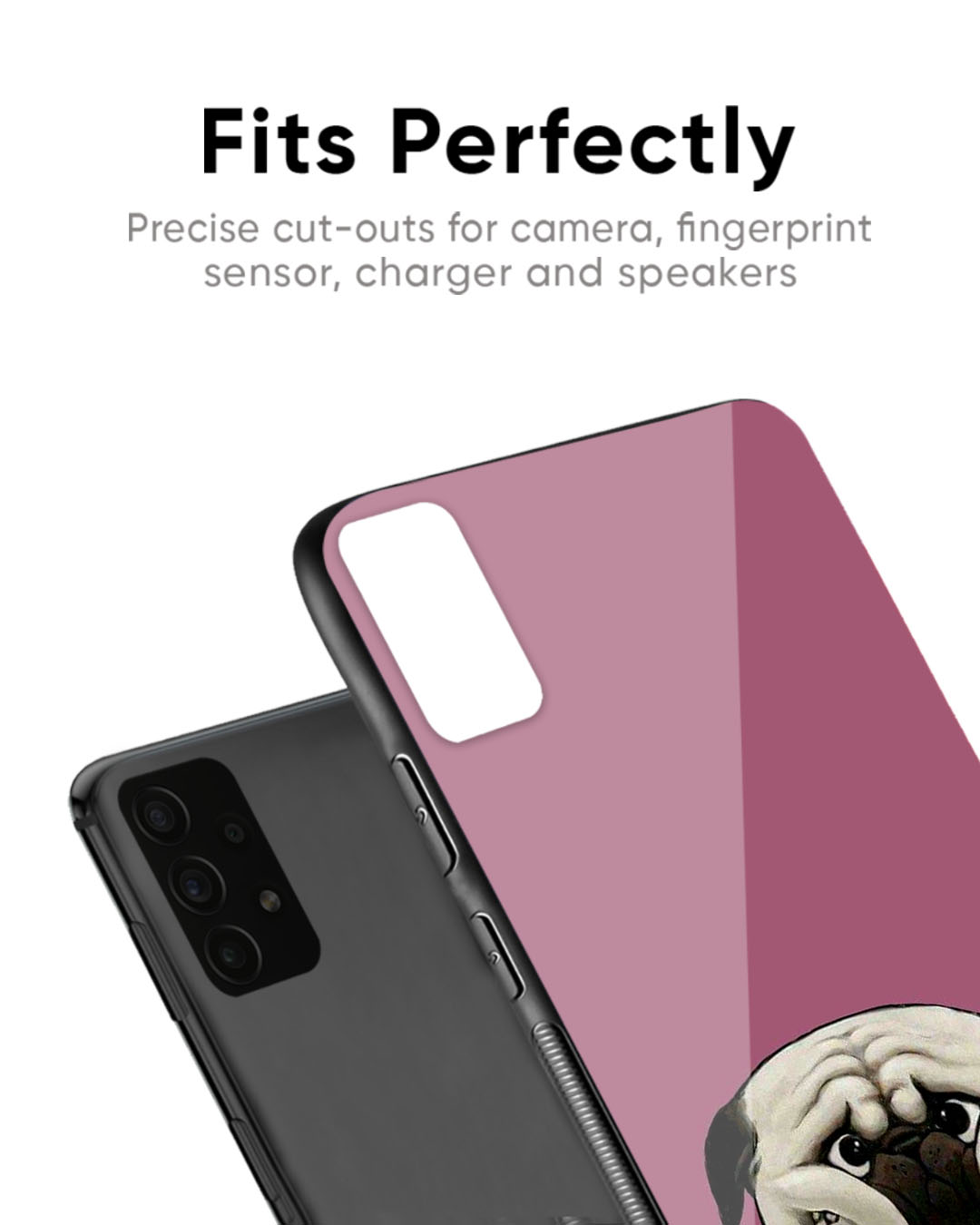 Shop Funny Pug Face Premium Glass Case for Samsung Galaxy A54 5G (Shock Proof, Scratch Resistant)-Back