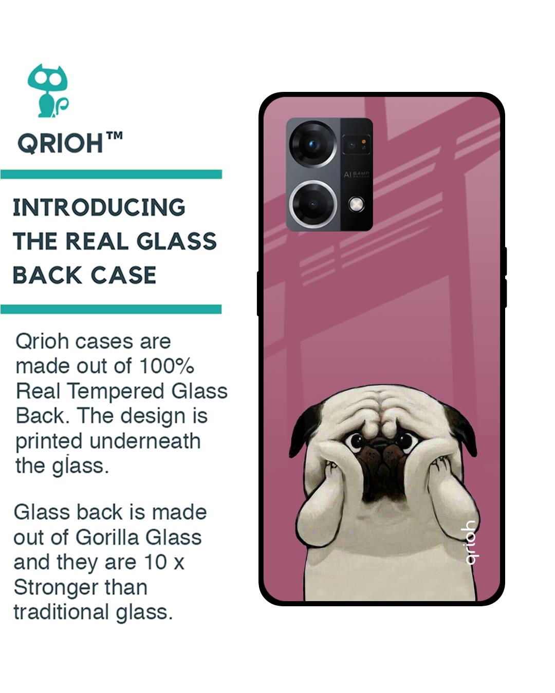 Shop Funny Pug Face Printed Premium Glass Case for Oppo F21s Pro (Shock Proof,Scratch Resistant)-Back